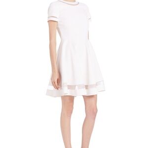 Alice and Olivia white mini crewneck dress, size XS